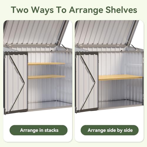 aoxun outdoor storage cabinet 35cu.ft metal storage shed, side view