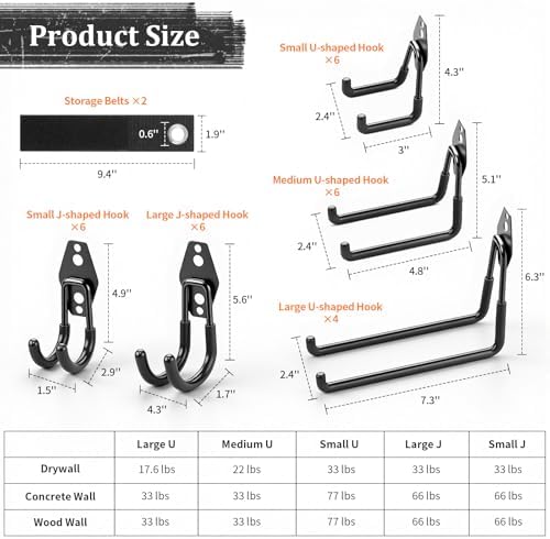 housolution steel garage hooks - 30pack anti-slip coating, close-up detail