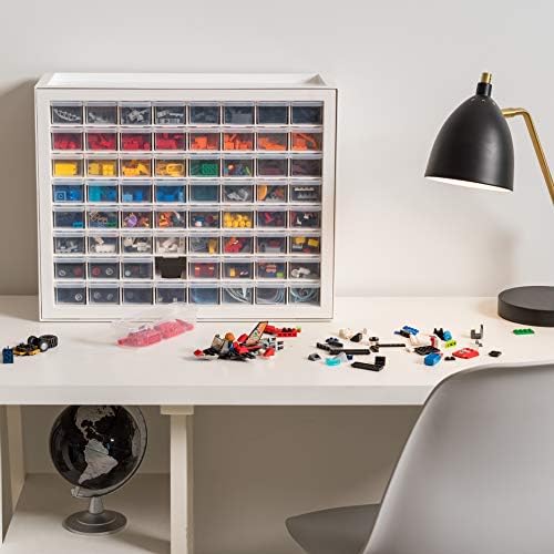 iris usa 64-drawer screw organizer, hardware storage, made showing dimensions