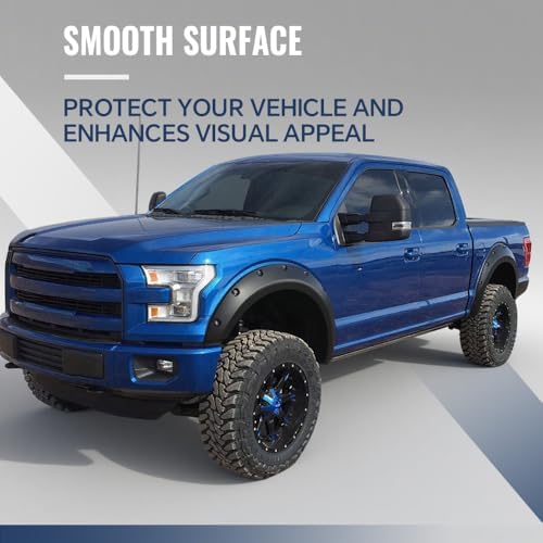 4PCS Fender Flares Compatible with Dodge Ram 1500 2WD/4WD 2019-2023 (Not Fit Rebel Models) Wheel Cover Accessories Smooth Pocket Riveted