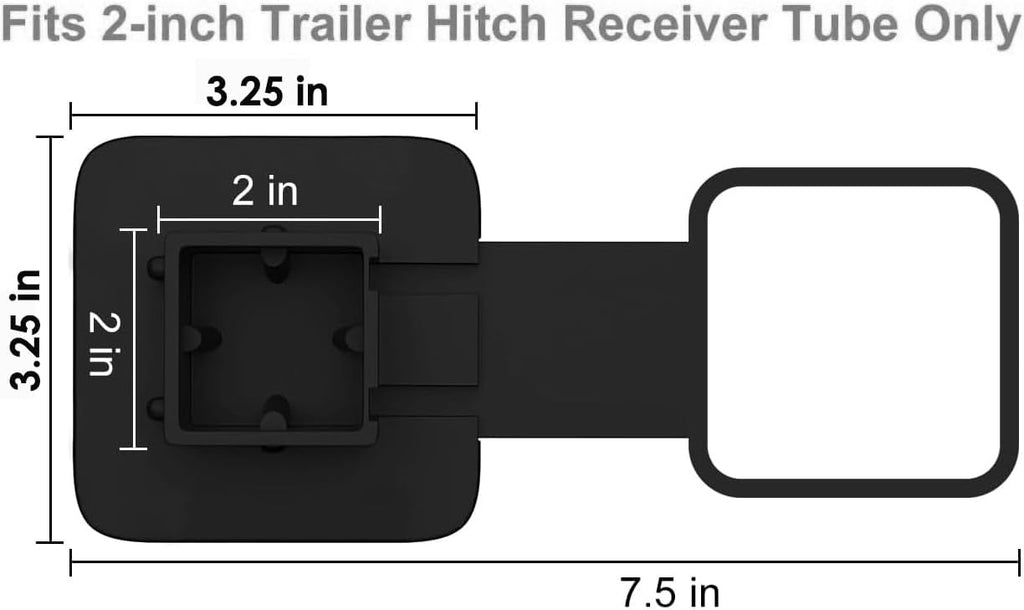 2 Inch Tow Hitch Cover Plug with Aluminum Faceplate – Universal Trailer Hitch Receiver Cover, Heavy Duty Rubber Hitch Plug Cap, No Hitch Pin Required, Fits Standard 2" Receivers