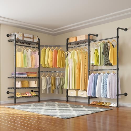 timate l4 l shape garment rack heavy duty, front angle view