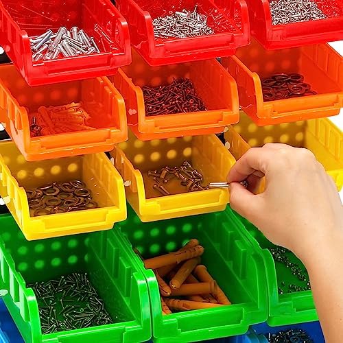 30-bin wall mounted storage bins kit, tool organizer on a desk or shelf