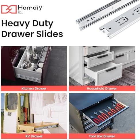 homdiy 14 inch heavy duty drawer slides side, package contents