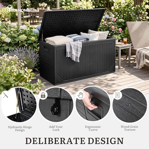 yitahome 300 gallon extra large double-wall outdoor storage, close-up detail
