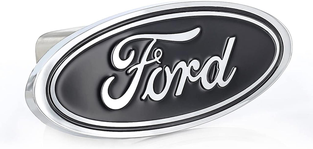 Ford Oval Hitch Cover Plug for Trailer Towing Black Solid Brass Stainless Steel Post (2 Inch)
