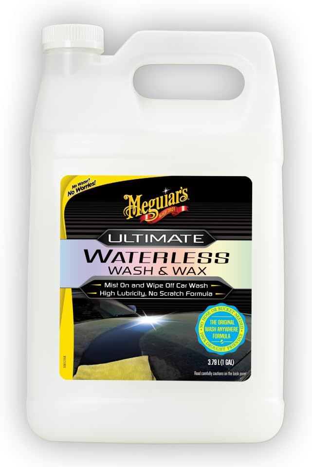 Meguiar's Ultimate Waterless Wash & Wax - Waterless Car Wash & Wax Without Swirling or Scratching - Easy Car Maintenance, No Water Required -1 Gallon (128 Oz)