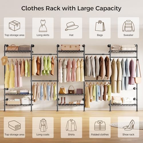 closet organizers and storage, 5-row heavy duty clothes, package contents