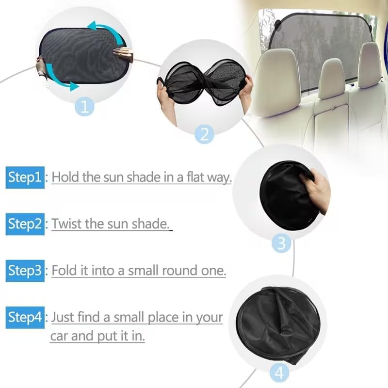 5pcs Car Sunshade Set, 4 Car Side Window Sunshades and 1 Car Rear Window Sunshade, Universally Applicable, Portable Installation Sunshade Curtains