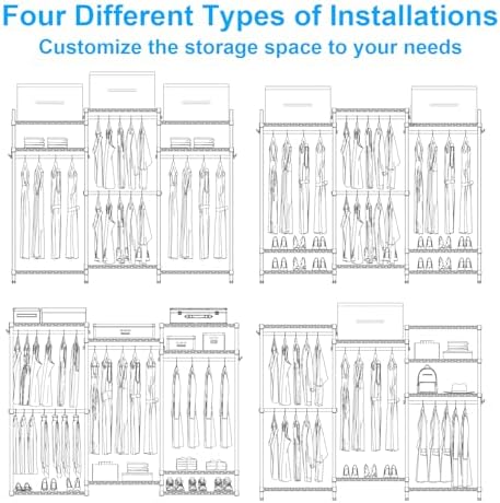 ulif e13c heavy duty closet organizer system，freestanding clothing on a desk or shelf