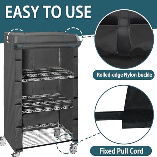 waterproof shelving & rack cover, fits 36"x14"x 54" shown in use