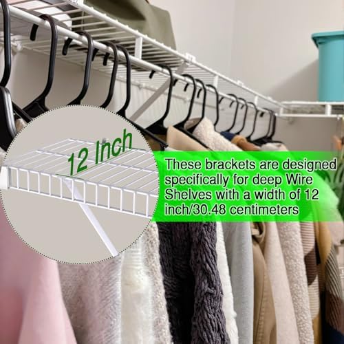 12 inch wire shelf brackets, metal support brackets showing dimensions