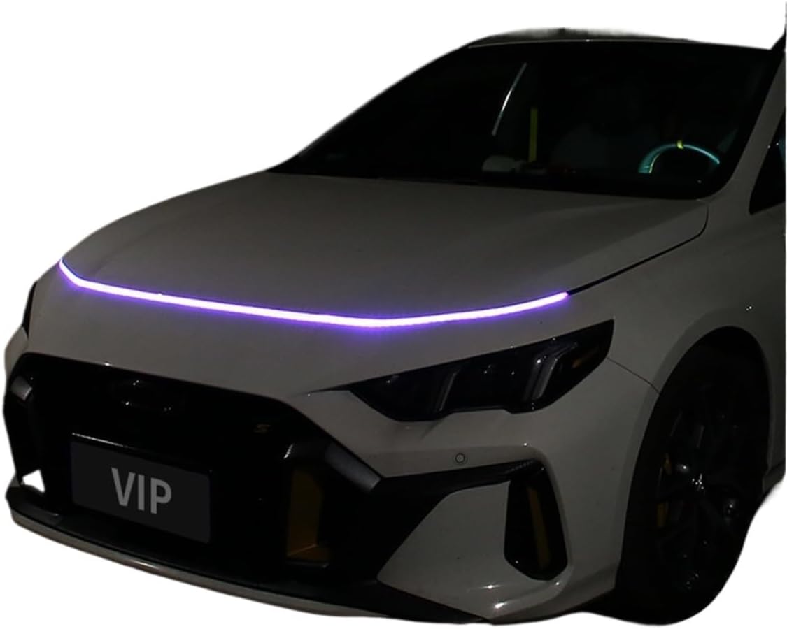 Automobile Hood Ambient Light Engine Through Daytime Running Strip Rainbow RGB Flow 12V Universal([CL] Yellow,1.2m)