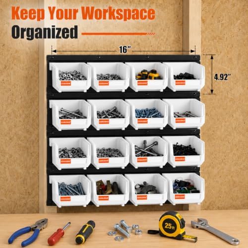 wall mounted storage bins, plastic hanging hardware organizer, view 9