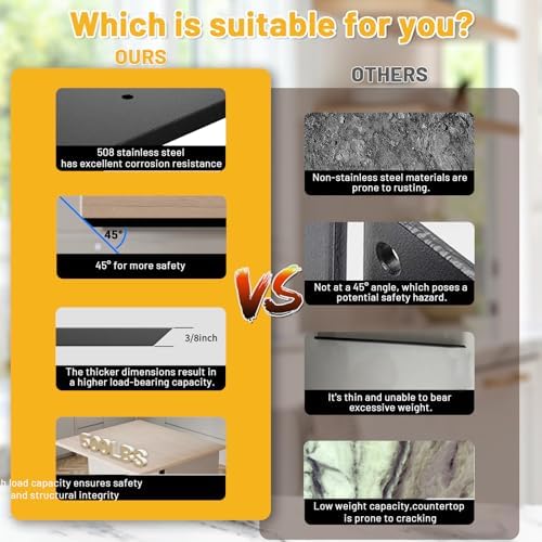 hidden granite countertop support brackets 4 pack 12", side view
