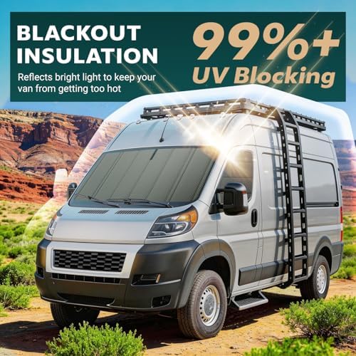 Extra-Thick Sliding Door Window Cover for Ram Promaster Van 2014-2026,Magnetic Insulated Blackout Window Sunshade, Foldable Design,Cold Weather Essentials, AllSeasonGuard Pro