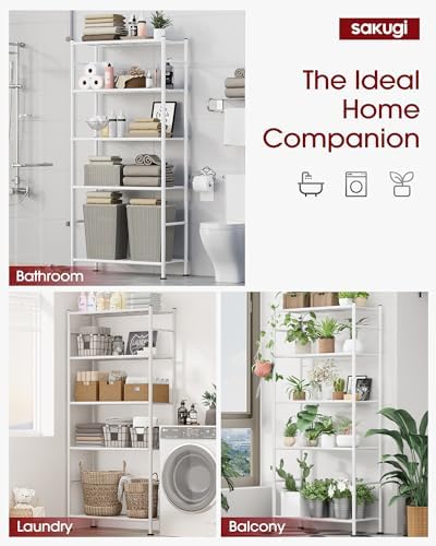 sakugi storage shelves - 5 tier shelf organizer showing dimensions