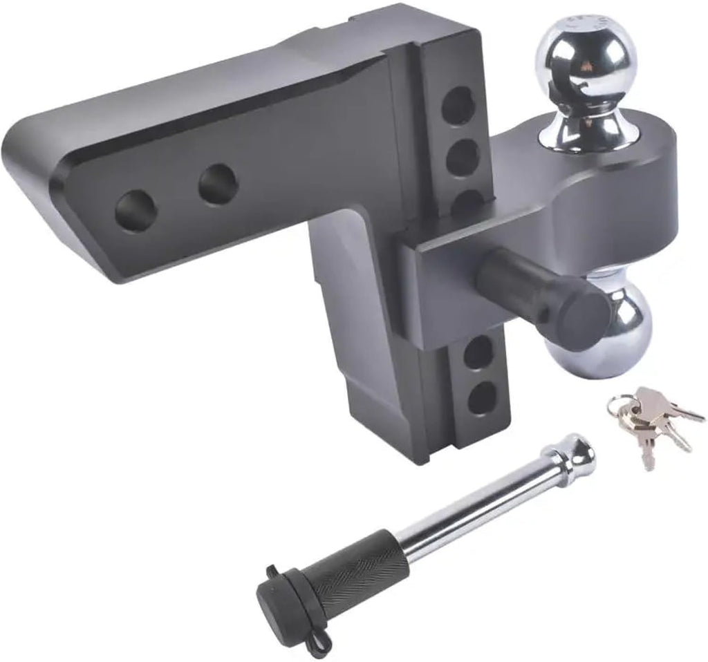 Adjustable 2.5" Trailer Hitch 6" Drop/Rise Alum Dual-Ball 18500 LBS Locks