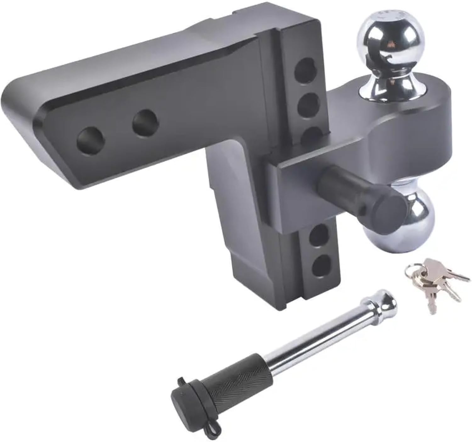 Adjustable 2.5" Trailer Hitch 6" Drop/Rise Alum Dual-Ball 18500 LBS Locks