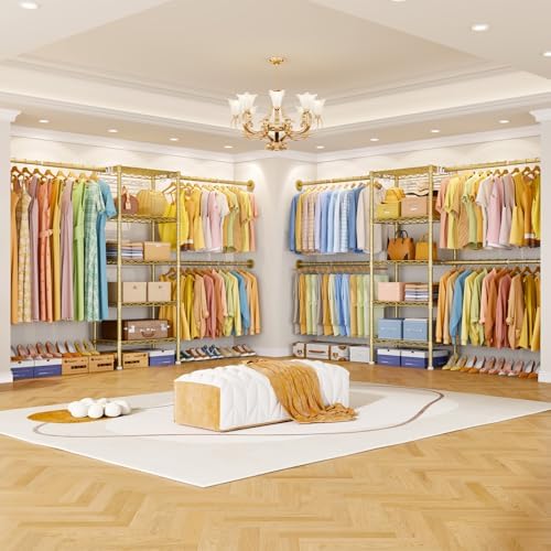 ulif m2 wall mounted closet system, gold clothes showing dimensions