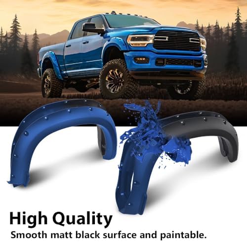 DOTCOM Fender Flares Fit Chevy Silverado 1500 2019-2021(Not for 2019 LD) | Not Fit GMC Sierra,Smooth Pocket Riveted Style,Wheel Arch Cover Trim,Rustproof & UV Resistant,Front and Rear