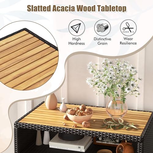happygrill outdoor rattan storage cabinet, patio sideboard buffet on a desk or shelf