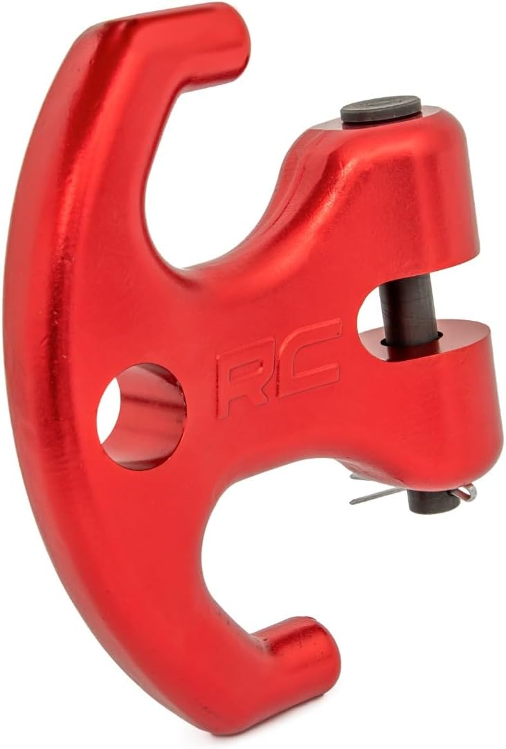 Rough Country Multi-Function Winch Cleat with Rubber Isolator - 12,000 LB Forged Aluminum Recovery Hook for ATV/UTV, Works with Synthetic Rope & Steel Cable, Red