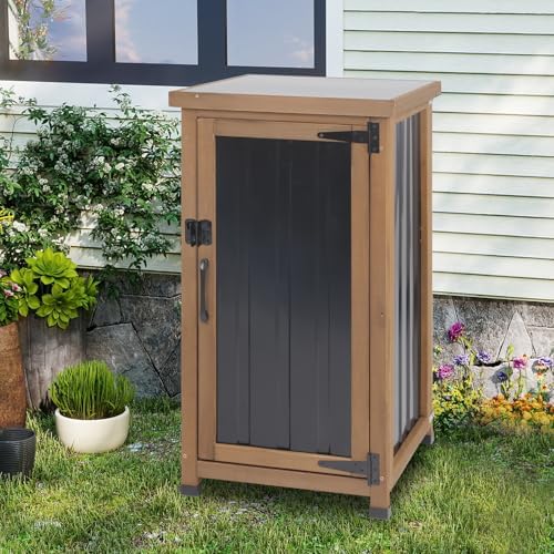small outdoor storage cabinet weatherproof, wood garden potting, package contents