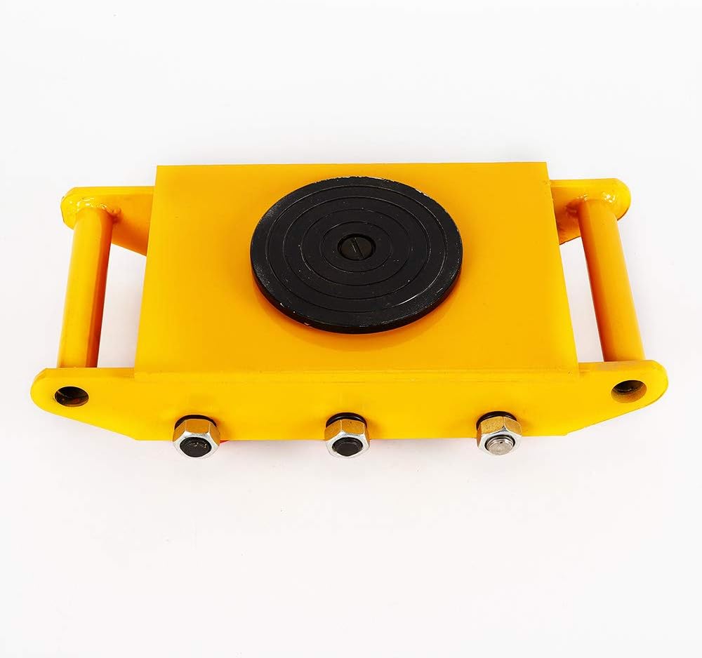 Heavy Duty Industrial Machinery Mover - 360° Rotating C Trolley with 4 Rollers, 8t Capaci Moving Skate for Effortless Equint Transport - Yellow Trailer