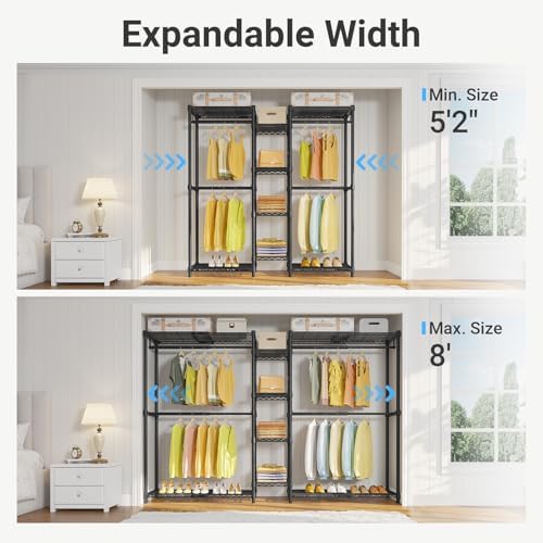 vipek x3 expandable heavy duty clothes rack closet shown in use