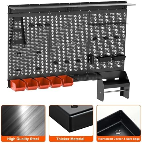 torack metal pegboard wall organizer 24x48 in, tool showing dimensions