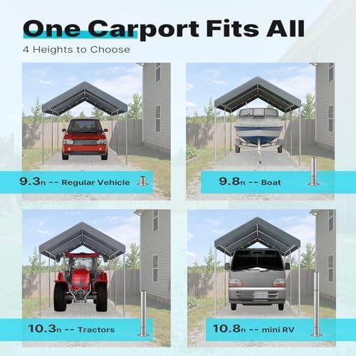 advance outdoor 10x15 ft heavy duty carport potable, close-up detail