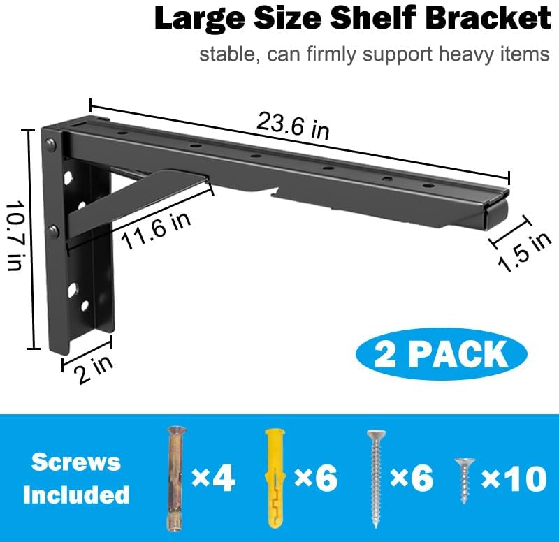 redcall 24inch floating shelf bracket,garage heavy duty folding shown in use