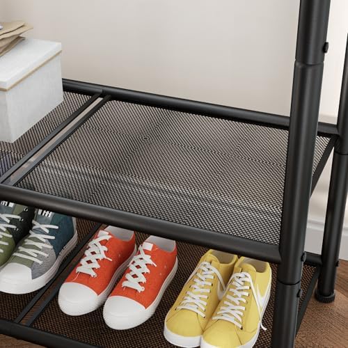 singaye wardrobe standing closet clothing rack with shelf, close-up detail