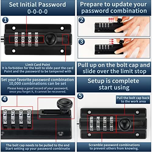 4-digit combination slide lock solid combination bolt latch, close-up detail