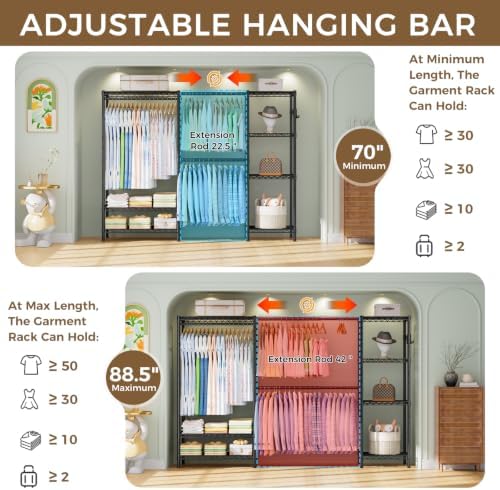 golpart heavy duty clothes rack metal wardrobe with, front angle view