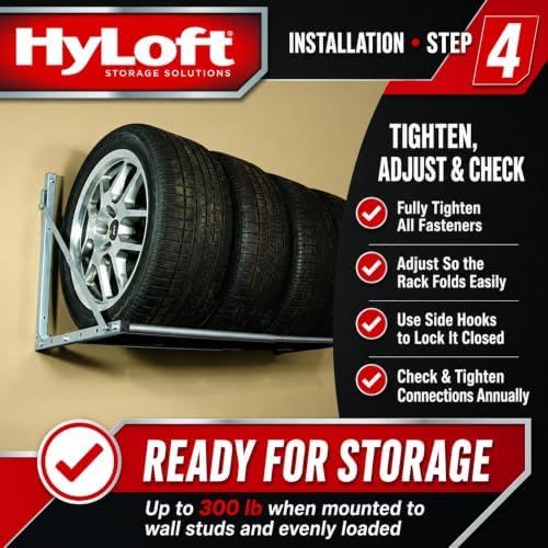 hyloft wall-mounted folding tire storage loft rack, view 11