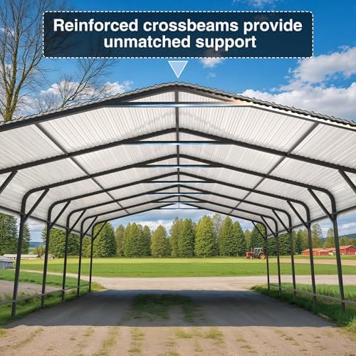 airwire 20x30 ft metal carport canopy with reinforced, close-up detail