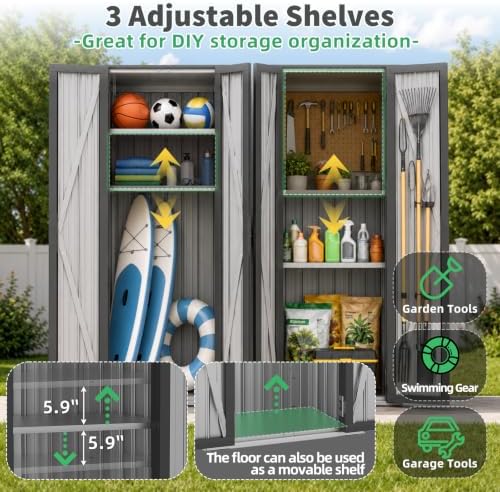 aecojoy outdoor storage cabinet waterproof, 70" vertical tall, close-up detail