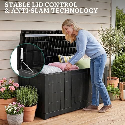 YITAHOME Large Deck Box 120 Gallon Resin Outdoor Storage Box