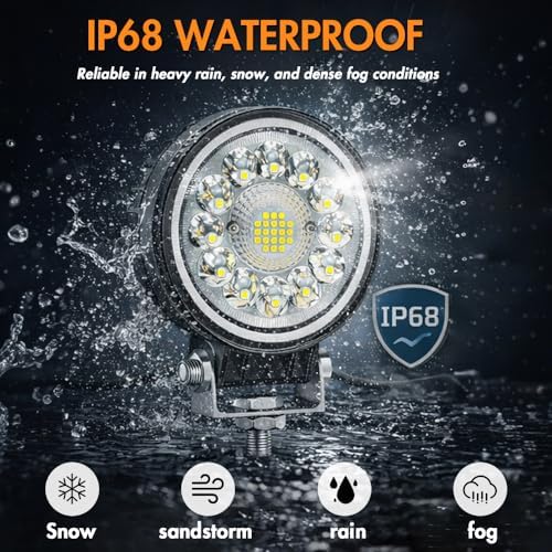 4 Inch 99W Round Driving Fog Lights 12V 24V Off Road Light Spot Flood Beam Le...