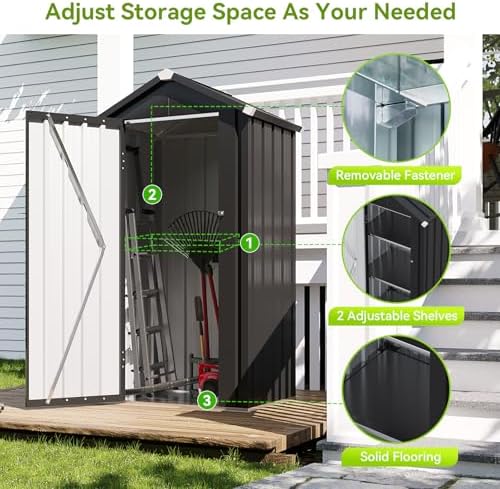 aoxun vertical outdoor storage cabinet 2.5’x2’ with floor, side view