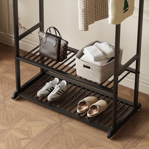 black clothing rack for hanging clothes,sturdy metal clothes showing dimensions