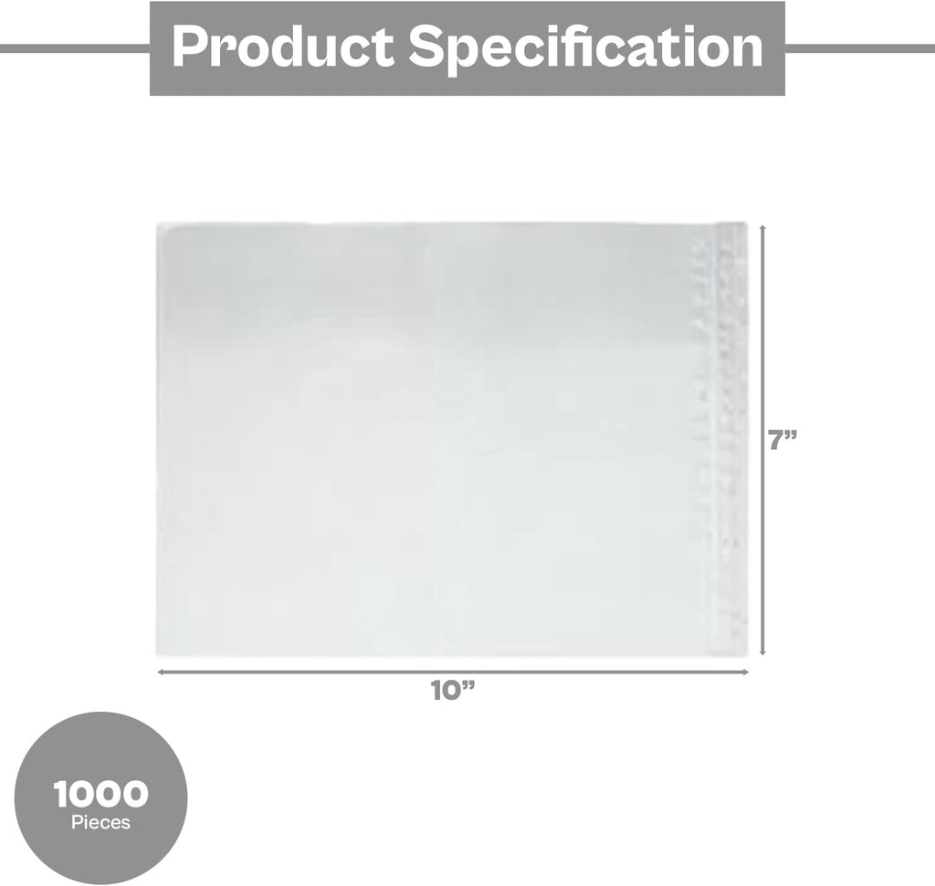 psbm 1000 pcs 7 x 10 inch clear, close-up detail