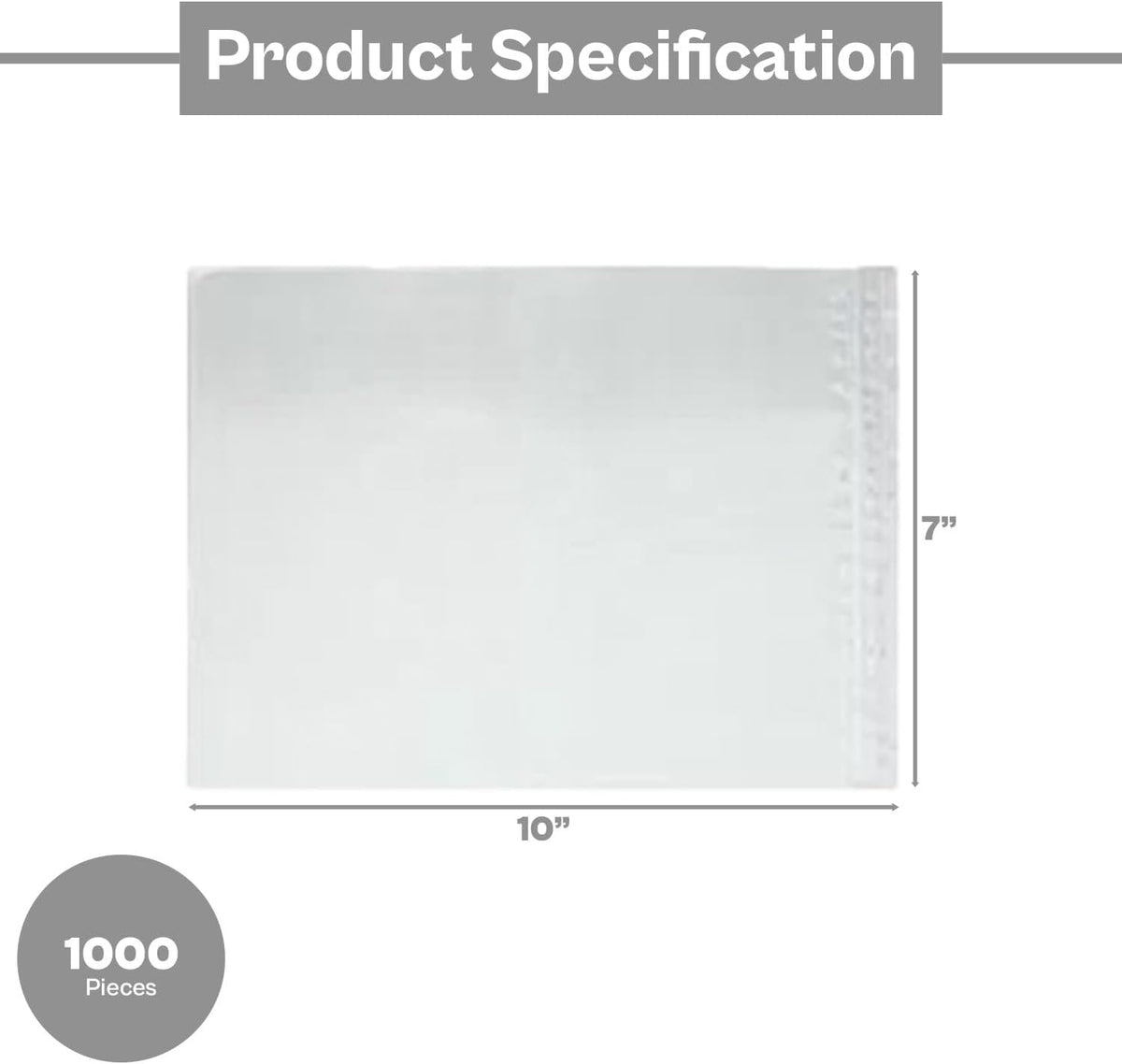 psbm 1000 pcs 7 x 10 inch clear, close-up detail