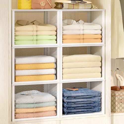 stackable closet organizers and storage basket, closet shelves, view 9