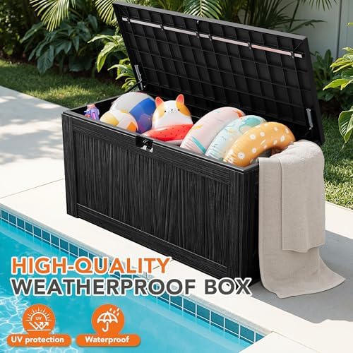 130 gallon deck box outdoor indoor waterproof storage, package contents