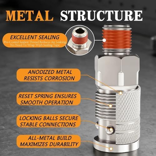 1/4" npt air compressor coupler & plug kit on a desk or shelf