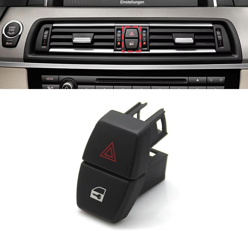 2PCS Hazard Warning Flasher Light Switch Door Lock Button | Emergency Hazard Warning Light Switch and Door Lock Control Button, for BMW 5’ F10 F11/6’ F06 F12/7’ F01 F02/5GT F07/X3 F25