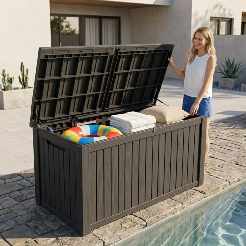 outdoor storage box,200 gallon waterproof deck box [upgraded, view 9